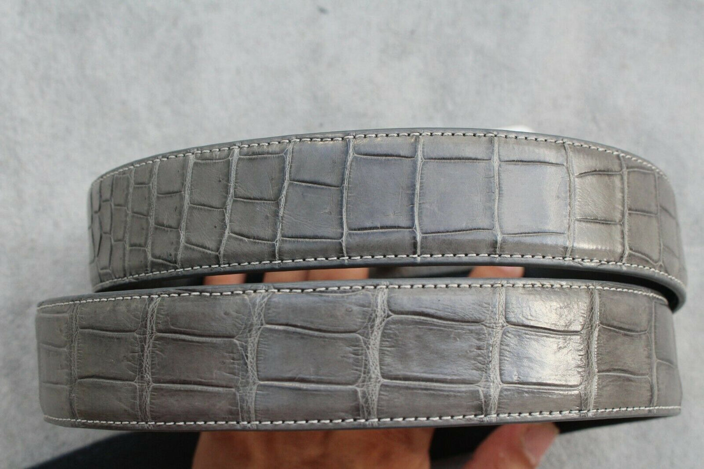 Grey Crocodile Leather Belt