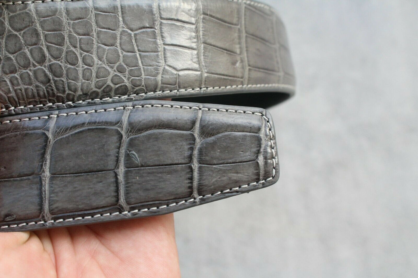 Grey Crocodile Leather Belt