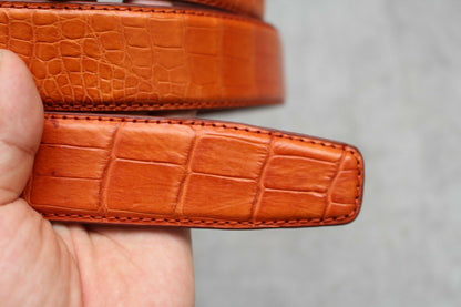 Orange Crocodile Leather Belt