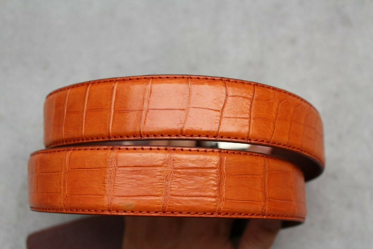 Orange Crocodile Leather Belt