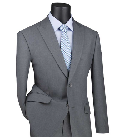 The Medium Gray Modern Fit 2 Piece Suit Textured Solid with Peak Lapel