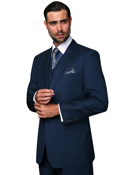 THE CLASSIC 3PC 2 BUTTON SOLID INDIGO SUIT