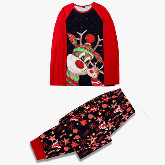 Women Reindeer Graphic Top and Printed Pants Set