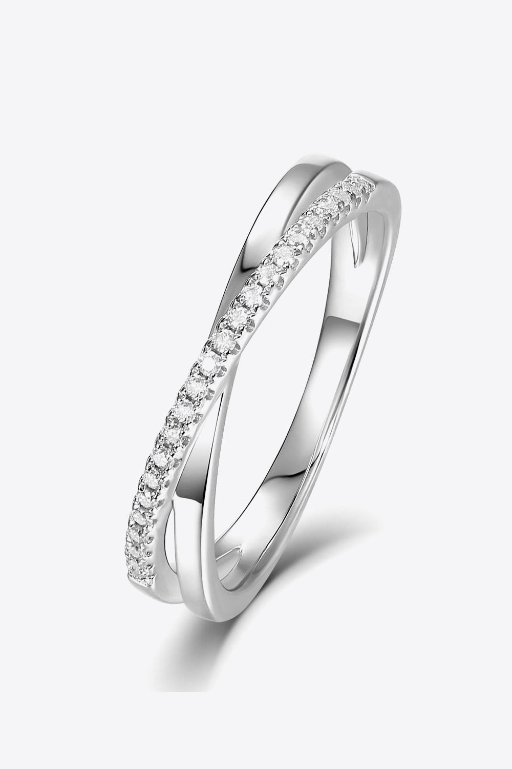 Moissanite Crisscross 925 Sterling Silver Ring