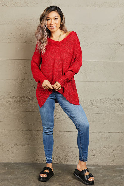 Draped Detail Knit Sweater