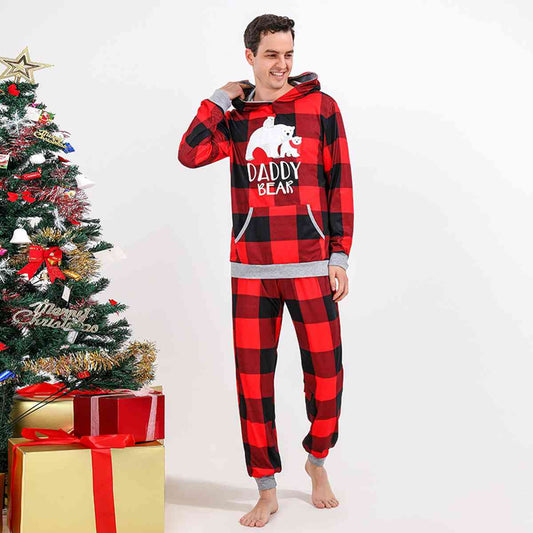 DADDY BEAR Graphic Hoodie and Plaid Pants Set