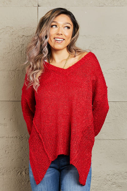 Draped Detail Knit Sweater