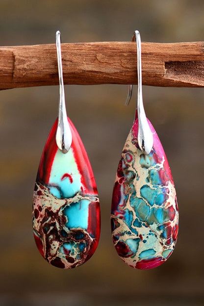 Handmade Teardrop Shape Natural Stone Dangle Earrings