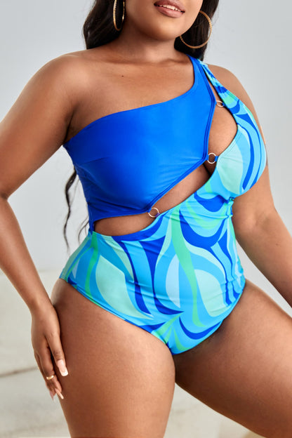 Ring Detail One-Shoulder One-Piece Swimsuit
