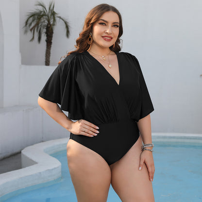 Ruched Surplice Neck One-Piece Swimsuit