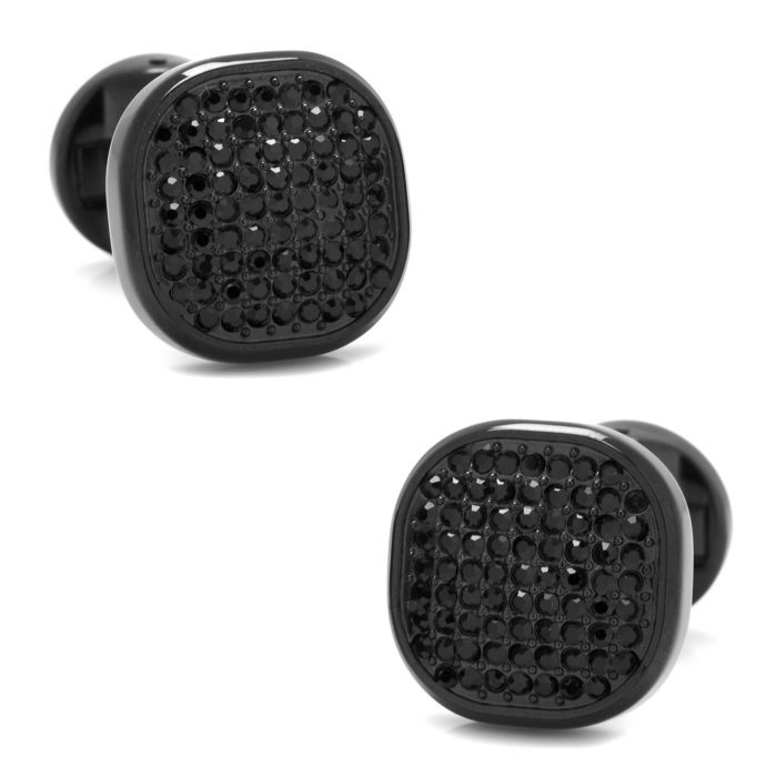 Black Stainless Steel Black Pave Crystal Cufflinks