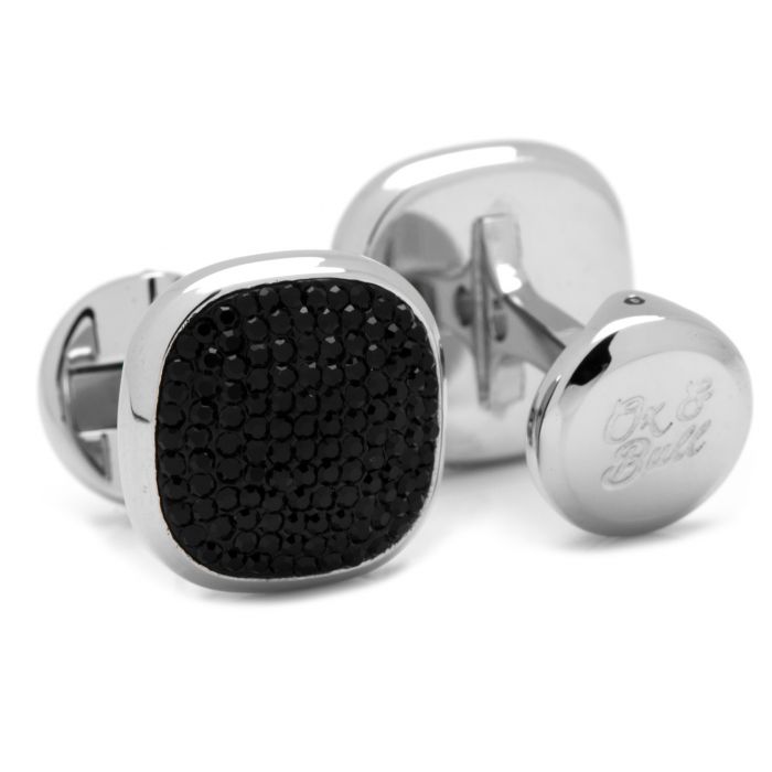 Stainless Steel Black Pave Crystal Cufflinks