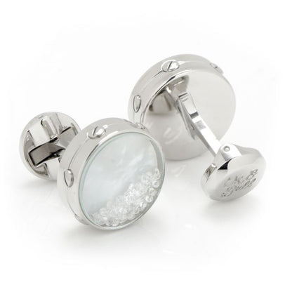 Mother of Pearl Floating Crystals Cufflinks