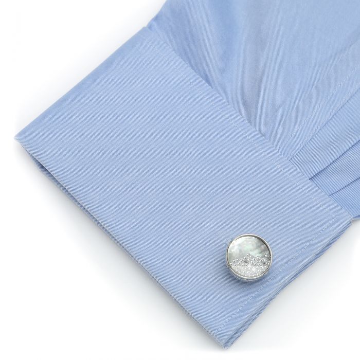 Mother of Pearl Floating Crystals Cufflinks