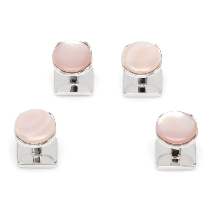 Sterling Silver Classic Formal Pink Mother of Pearl Stud Set