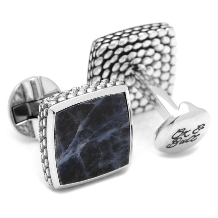 Sterling Classic Scaled Lapis Cufflinks