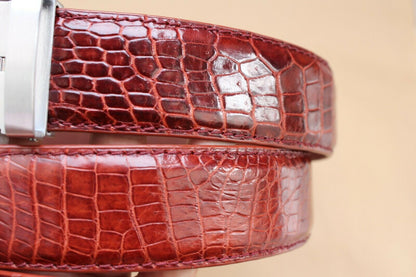 Red Crocodile Leather Belt
